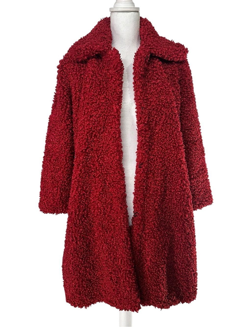 Red Long Teddy Bear Faux Fur Coat / Small / CLMMEIYUAN / Oversized Fairycore